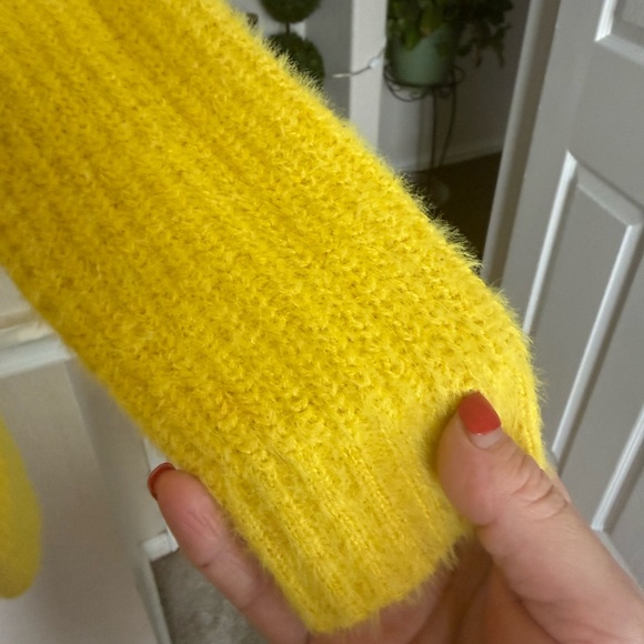 Cozy Open-Front Yellow Cardigan Sweater large Lane tree - Picture 9 of 11